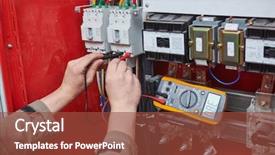  Presentation with multimeter - Colorful presentation theme enhanced with electrical engineer - electrician measurements with multimeter tester backdrop and a tawny brown colored foreground