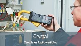  Presentation with multimeter - Audience pleasing theme consisting of electrical engineer - electrician measurements with multimeter tester backdrop and a ocean colored foreground