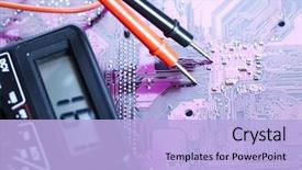  Presentation with microchips on electronic circuit board - Cool new presentation theme with electrical engineer - electronic circuit close-up backdrop and a light blue colored foreground