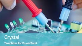  Presentation with electrical engineer - Audience pleasing slide deck consisting of electrical engineer - electronic laboratory backdrop and a teal colored foreground