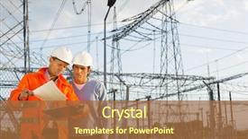  Presentation with electric plant - Audience pleasing slide deck consisting of electrical engineer - male architects reviewing documents together backdrop and a red colored foreground