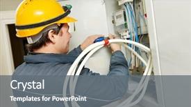  Presentation with energy meter - Presentation theme enhanced with image with increased water molecules background and a navy blue colored foreground