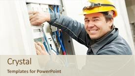  Presentation with electric meter - Presentation design consisting of cut the brick pavers cutting background and a light gray colored foreground.