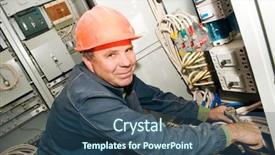  Presentation with industrial engineer - Beautiful PPT layouts featuring electrical engineer - one electrician working backdrop and a ocean colored foreground