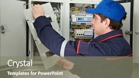  Presentation with industrial engineer - PPT theme featuring electrical engineer - one electrician working background and a gray colored foreground