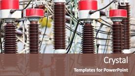  Presentation with station - Presentation design consisting of electrical engineer - power station background and a tawny brown colored foreground