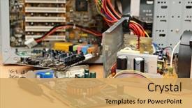  Presentation with computer repair - Slides having electrical engineer - repair of a computer background and a yellow colored foreground