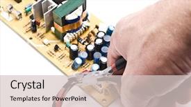  Presentation with circuit board - Cool new presentation theme with electrical engineer - repairing circuit board backdrop and a lemonade colored foreground