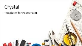  Presentation with electrical components - Amazing presentation theme having electrical engineer - set of electronic tools components backdrop and a white colored foreground