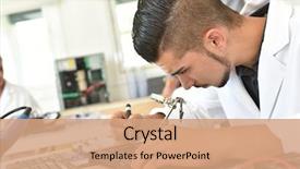  Presentation with electrical technology - Amazing PPT layouts having electrical engineer - student in technology fixing computer backdrop and a coral colored foreground