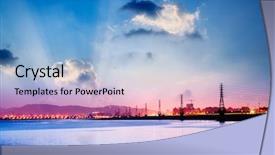  Presentation with electrical tower - Beautiful presentation featuring electrical engineer - sunrise cityscape of power tower backdrop and a light blue colored foreground