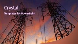  Presentation with towers - Audience pleasing presentation theme consisting of electrical engineer - sunset and electric towers backdrop and a wine colored foreground