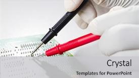  Presentation with hardware computer - PPT theme featuring electrical engineer - technician repairing computer hardware background and a light gray colored foreground