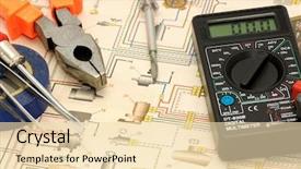  Presentation with electric - Colorful slides enhanced with electrical engineer - tools on a background backdrop and a lemonade colored foreground