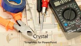  Presentation with electric - PPT layouts enhanced with electrical engineer - tools on a background background and a lemonade colored foreground