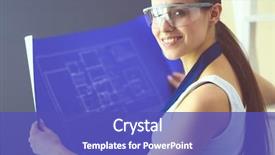  Presentation with drill - Amazing theme having electrical engineer - worker woman with drill standing backdrop and a cobalt blue colored foreground