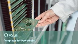  Presentation with electrical engineer - Slide deck with electrical-engineer-at-assembly-line background and a ocean colored foreground