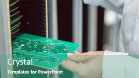  Presentation with electrical engineer - Presentation theme featuring electrical-engineer-at-assembly-line background and a teal colored foreground