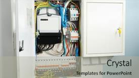  Presentation with distribution - Amazing slide deck having electrical engineer circuit breaker - distribution board on wall indoors backdrop and a  colored foreground