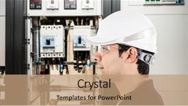  Presentation with circuit breaker - Amazing PPT layouts having electrical engineer circuit breaker - portrait of an electrician backdrop and a coral colored foreground