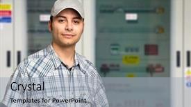  Presentation with work the word in your life - PPT theme having electrical engineer circuit breaker - portrait of an electrician background and a  colored foreground