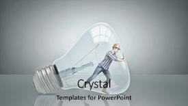  Presentation with light bulb - Colorful presentation theme enhanced with electrical engineer free - builder man inside light bulb backdrop and a light gray colored foreground