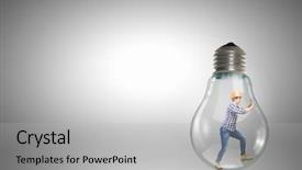  Presentation with light bulb - Presentation design featuring electrical engineer free - builder man inside light bulb background and a light gray colored foreground