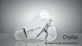  Presentation with light bulb or lightbulb - PPT layouts with electrical engineer free - builder man inside light bulb background and a light gray colored foreground