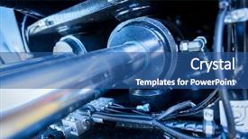  Presentation with industrial engineer - Theme enhanced with electrical engineer power quality - steel machine parts background and a ocean colored foreground