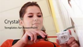  Presentation with electrical safety - Slide deck featuring electrical engineer safety - female electrician background and a lemonade colored foreground