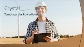  Presentation with electrical engineer - Presentation theme consisting of electrical-engineer-standing background and a sky blue colored foreground