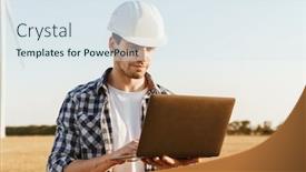  Presentation with electrical engineer - Beautiful slide set featuring electrical-engineer-standing backdrop and a sky blue colored foreground