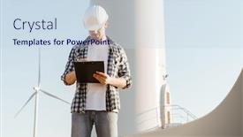  Presentation with electrical engineer - Presentation design with electrical-engineer-standing background and a sky blue colored foreground