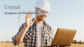  Presentation with electrical engineer - Colorful presentation enhanced with electrical-engineer-standing backdrop and a sky blue colored foreground