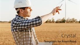  Presentation with electrical engineer - Amazing presentation theme having electrical-engineer-standing backdrop and a coral colored foreground