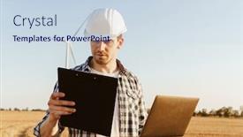  Presentation with electrical engineer - PPT theme consisting of electrical-engineer-standing background and a sky blue colored foreground