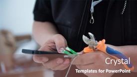  Presentation with electrical engineer - Beautiful presentation theme featuring electrical-engineer-with-wire backdrop and a violet colored foreground