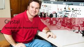  Presentation with motor control - Presentation with electrical engineering teacher sitting background and a crimson colored foreground