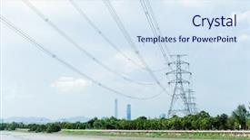  Presentation with electrical engineering - Amazing slide deck having electrical engineering transformer - electricity power tower backdrop and a sky blue colored foreground