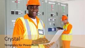  Presentation with control - Cool new PPT theme with electrical engineering transformer - professional senior afro american control backdrop and a yellow colored foreground