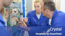  Presentation with electrical engineering - Beautiful presentation theme featuring electrical engineering backdrop and a ocean colored foreground