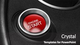  Presentation with electrical car - Presentation design featuring electrical enginering - engine start button background and a dark gray colored foreground