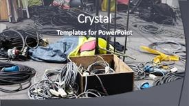  Presentation with electrical - Audience pleasing theme consisting of electrical equipment on a city backdrop and a dark gray colored foreground