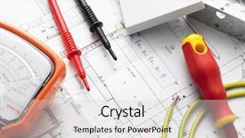  Presentation with electrical - Cool new presentation design with electrical equipment on house plans backdrop and a light gray colored foreground