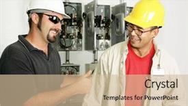  Presentation with foreman - Amazing presentation theme having electrical foreman giving a worker backdrop and a soft green colored foreground