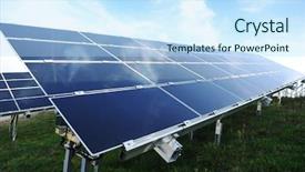  Presentation with alternative energy - Cool new PPT layouts with electrical grounding - alternative energy photovoltaic solar panels backdrop and a light blue colored foreground