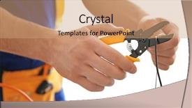  Presentation with wires - Amazing slide deck having electrical grounding - electrician cutting wires indoors closeup backdrop and a coral colored foreground
