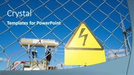  Presentation with electrical hazard - PPT layouts with electrical-hazard-sign-placed background and a ocean colored foreground