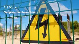  Presentation with electrical hazard - Theme with electrical-hazard-sign-placed background and a teal colored foreground