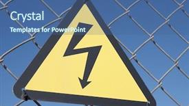  Presentation with electrical hazard - Audience pleasing slide set consisting of electrical hazard sign placed backdrop and a ocean colored foreground